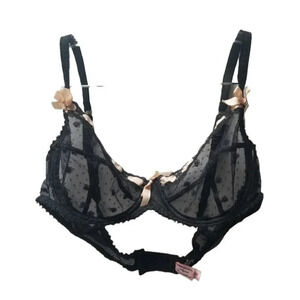 Agent Provocateur Blue Mesh Floral Tie Bra UK 38B